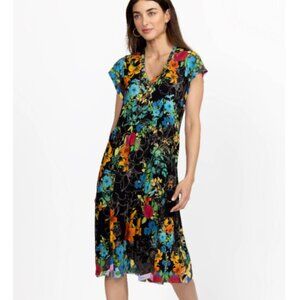 Johnny Was Nero Sequence Tiered Tea Length Dress Size XS